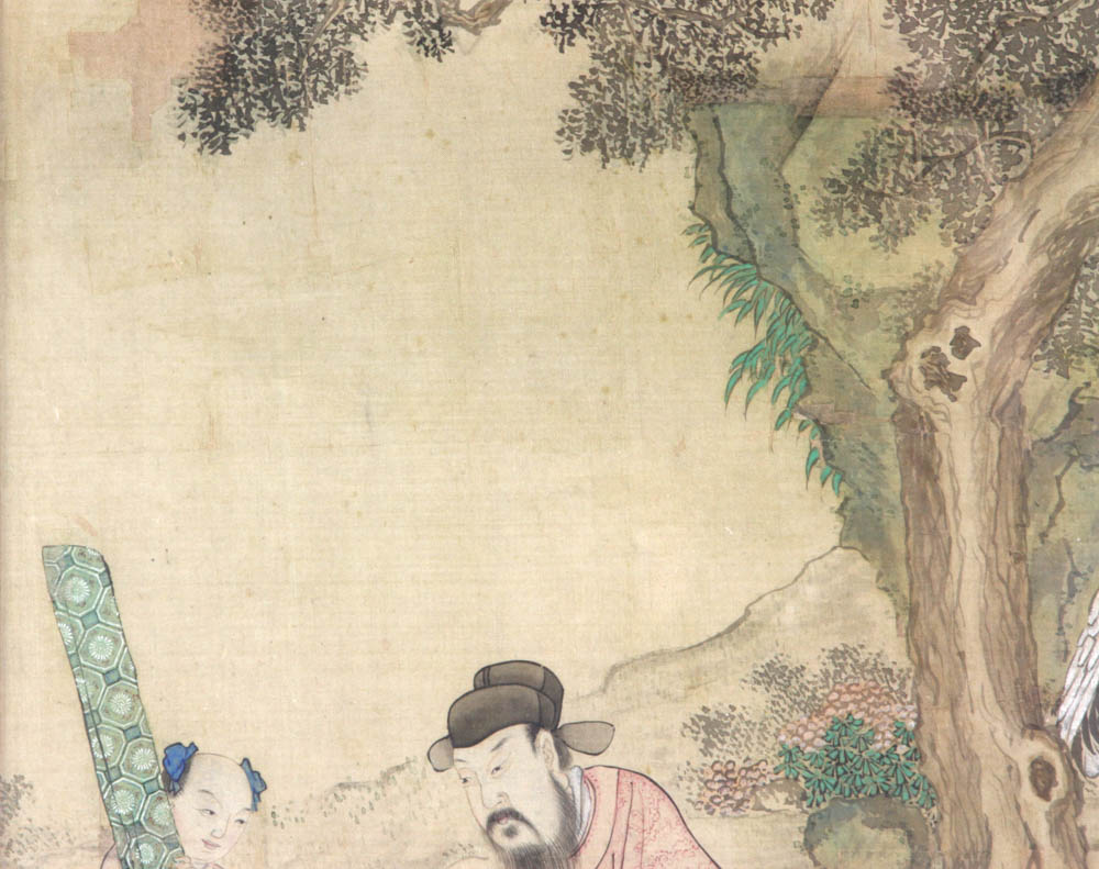 Attributed to Jiao Bingzhen (1689-1726). Framed painting over silk depicts classic scene of - Image 4 of 6