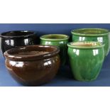 Group of ceramic planters, 14" H x 16" W, and 11" H x 18" W. Provenance: Studio Props of Martha