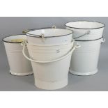 Group of (12) assorted tin pails. Provenance: Studio Props of Martha Stewart.