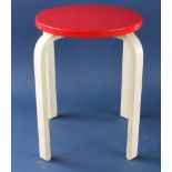 Bentwood stool with red seat, signed underneath Martha Stewart, 18" H x 13" diameter. Provenance: