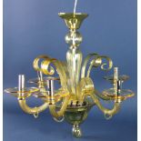 Italian-style amber glass and chrome chandelier. Provenance: Studio Props of Martha Stewart.