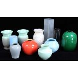 Group of (11) glass and ceramic vases. Provenance: Studio Props of Martha Stewart.