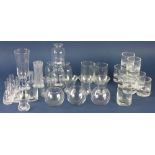 Group of (33) glass vases, ranging in size from 3" H to 9" H. Provenance: Studio Props of Martha