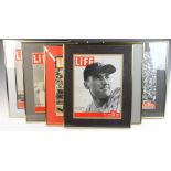 Framed Life Magazine covers of the Mets, Dodgers, etc, six (6) in total, largest measures 18" x