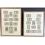 Group of twenty-eight (28) early cigarette cards depicting jockeys and horses, presented in frames