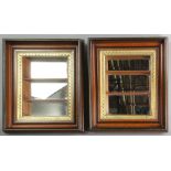 Pair of Victorian framed shadow boxes with mirrored backs, 15" H x 13 1/8" W x 4 1/4"D.