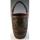 Charlestown, Massachusetts polychrome paint-decorated leather fire bucket, dated 1807, with eagle