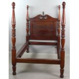 19th century mahogany four-poster bed with pineapple finials, 67 1/2" H x 84" L x 47" W. Provenance: