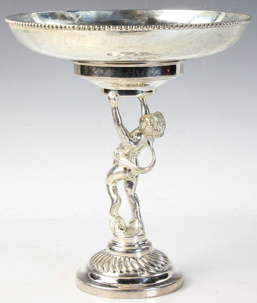 Sterling silver Cupid themed compote marked C.J. Vander, 11 1/2" H x 10" W. Provenance: Lake Park, - Image 3 of 9