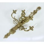 Bronze wall sconce, 34" h x 18 1/2" w.