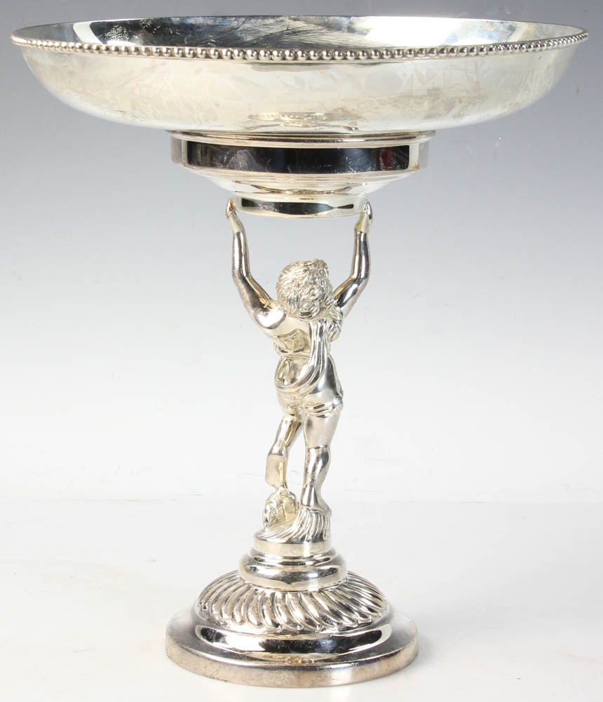 Sterling silver Cupid themed compote marked C.J. Vander, 11 1/2" H x 10" W. Provenance: Lake Park, - Image 2 of 9