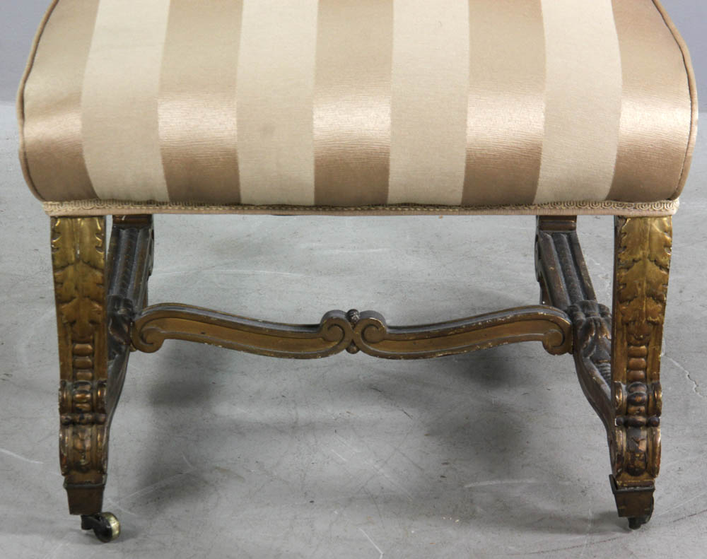 Late 18th/early 19th century French Empire-style slipper chair with giltwood base, 35" H x 21 1/2" W - Image 3 of 6