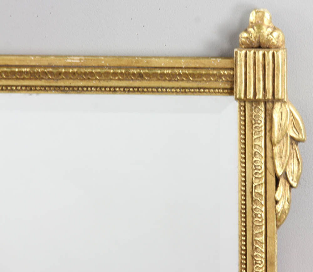 French Louis XVI-style giltwood mirror, 46" x 40". Provenance: Beverly, Massachusetts estate. - Image 3 of 4