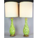 Pair of mid-century Murano lamps, all original, 46" H to top of shade. Provenance: Lexington,