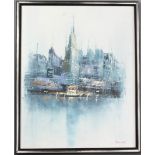 Jenner (noted Brazilian artist also known as Auguston da Silva), abstract cityscape, oil on