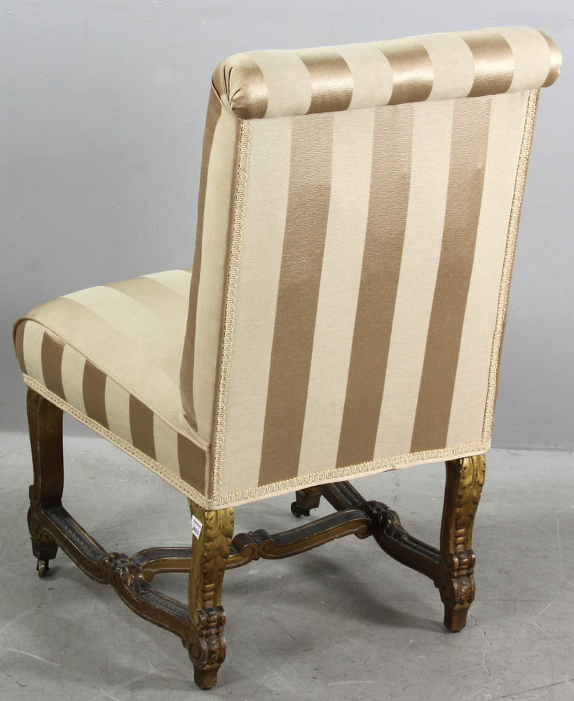 Late 18th/early 19th century French Empire-style slipper chair with giltwood base, 35" H x 21 1/2" W - Image 5 of 6