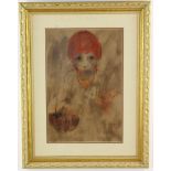 Signed 'Etienne 1965 Paris', colored print of child, 22" x 14", framed 31" x 24". Provenance: Boca