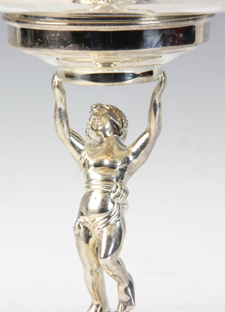Sterling silver Cupid themed compote marked C.J. Vander, 11 1/2" H x 10" W. Provenance: Lake Park, - Image 4 of 9