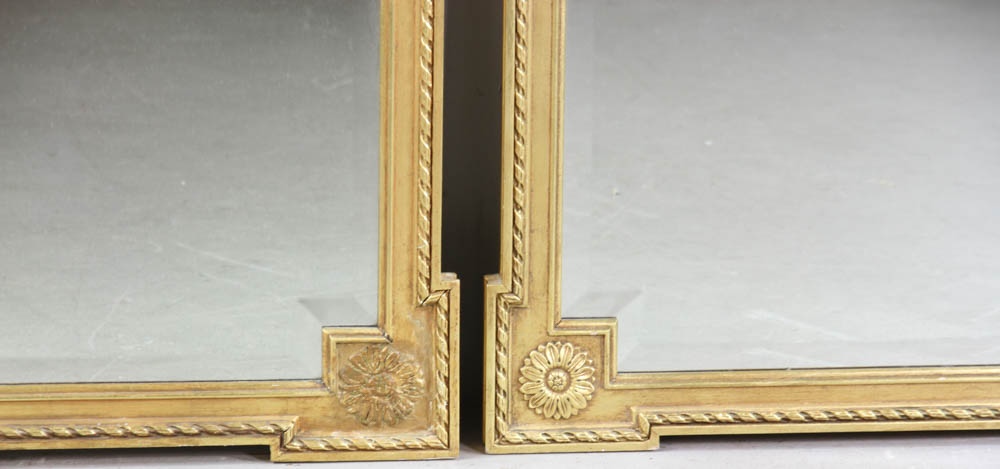 Pair of continental matching mirrors having wreath crests, 46" x 36". Provenance: Beverly, - Image 3 of 4