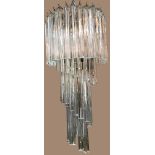 Mid-century modern crystal chandelier, 32" overall x 14" diameter. Provenance: Lake Park, Florida