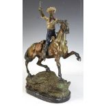 Carl Kauba (1865-1922), cowboy on horseback, bronze, signed, 20 1/2" H x 16" W x 9" D. Provenance: