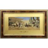 Lithograph 'Chariot Race', after Alexander von Wagner, 15 1/2" x 34 1/2" view, in frame 33 1/2" x 52