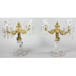 Pair of French bronze and glass candelabra, 13" H x 12" W. Provenance: New York collection; thence