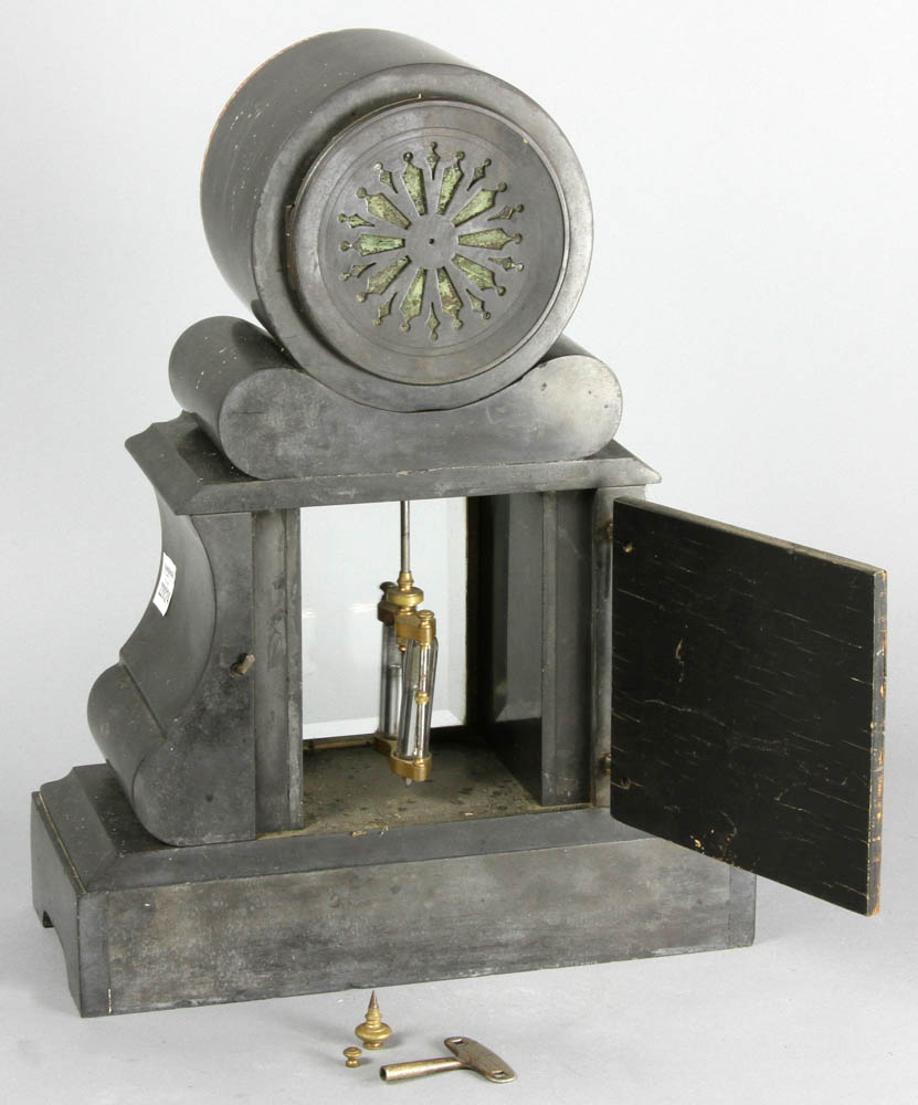 19th century marble mantle clock, 17" x 13". Provenance: Hingham, Massachusetts estate. - Image 6 of 8