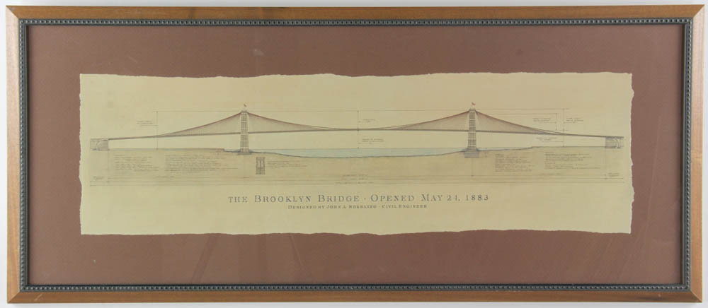 Craig Holmes Brooklyn Bridge print, 18" x 41". Provenance: Lake Park, Florida Estate.
