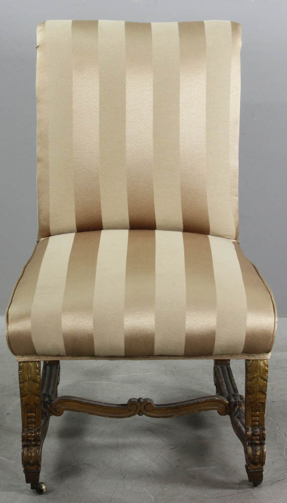 Late 18th/early 19th century French Empire-style slipper chair with giltwood base, 35" H x 21 1/2" W - Image 2 of 6