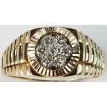 14k yellow gold and diamond men's ring with seven (7) round diamonds, approximately 0.5 ctw,