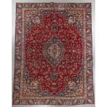 Semi-antique Persian Kashan rug, 9' x 12'. Provenance: Wakefield, Massachusetts estate.