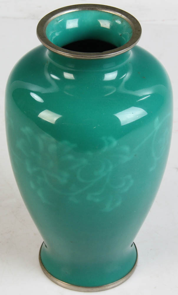 Early 20th century Japanese enamel on silver vase, silver base. Ando Jubei mark on base. 7 1/2" H. - Image 3 of 8