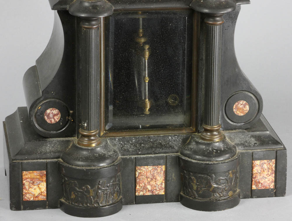 19th century marble mantle clock, 17" x 13". Provenance: Hingham, Massachusetts estate. - Image 3 of 8