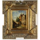 A. LeVoz, Flemish courtyard scene, oil on board, signed L/L, framed 20" x 18". Provenance: Boca