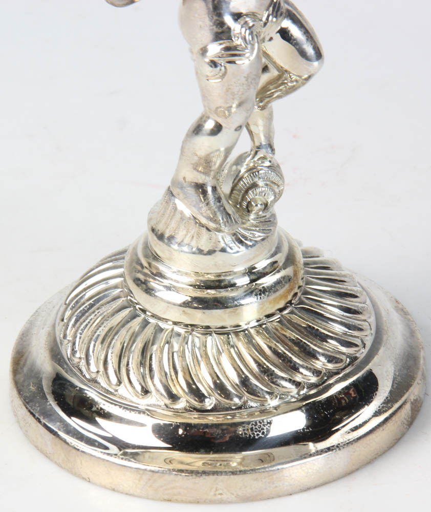 Sterling silver Cupid themed compote marked C.J. Vander, 11 1/2" H x 10" W. Provenance: Lake Park, - Image 7 of 9