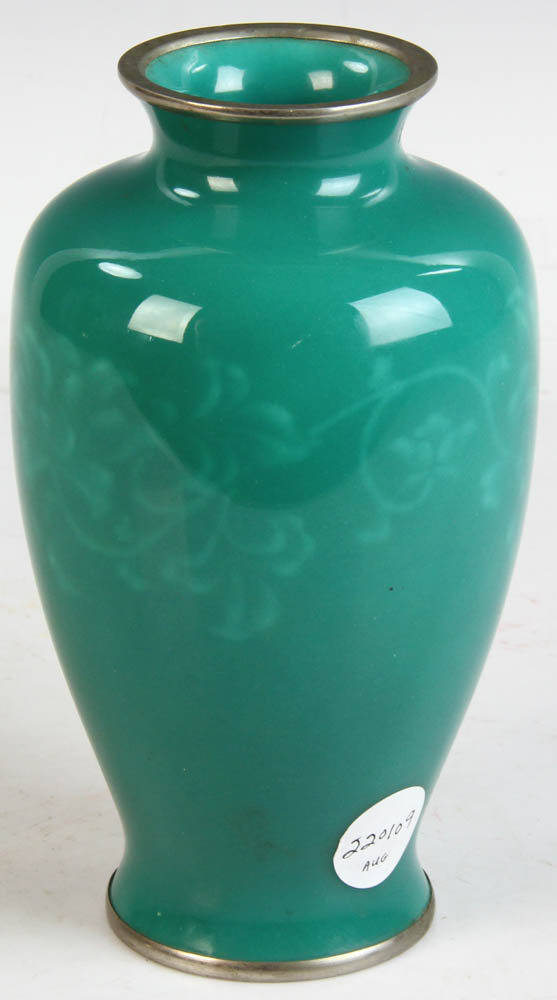 Early 20th century Japanese enamel on silver vase, silver base. Ando Jubei mark on base. 7 1/2" H. - Image 2 of 8