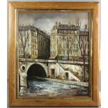 Joseph Daroca (Spanish, 20th century), oil on canvas titled verso 'Paris La Seine', signed L/L,