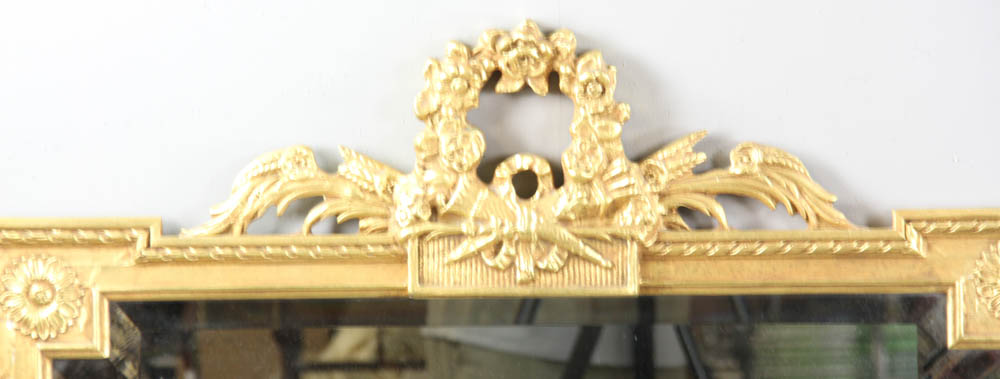 Pair of continental matching mirrors having wreath crests, 46" x 36". Provenance: Beverly, - Image 2 of 4