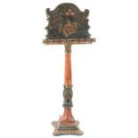 Antique Venetian paint-decorated book stand, 47" H x 18" W. Provenance: Beverly, Massachusetts