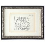 Pablo Picasso print, 8" x 7", framed 14" x 18". Provenance: Boca Raton, Florida collection.