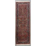 Semi-antique Sarouk rug, 2' 7" x 7' 9". Provenance: Wakefield, Massachusetts estate.