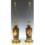 Pair of old Royal Vienna portrait lamps, 18" H to top of socket. Provenance: Helen Schachter Estate,