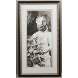 Picasso bearded man print signed and numbered 12/50, 38" x 16", frame 51" x 28". Provenance: North