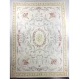 Fine Aubusson-style needlepoint rug, floral design, 13' 7" x 9' 10". Provenance: Salem,