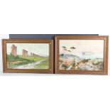 Two early 20th century watercolors of Roman scenes, signed indistinctly L/L, framed under glass.