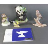 Group of four Boehm porcelain figures, including: goldfinch #200-91; fledgling western bluebird #