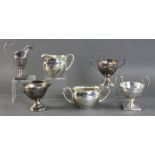 Group of sterling items to include three sets of creamers and sugars, tallest 5" H, one (1) pair