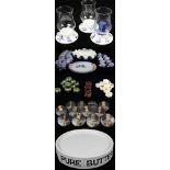 Group of assorted decorative items including: Italian TreArt candle lamps; Italian TreArt blue shell