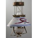 19th century Victorian hanging light fixture with hand-painted shade. Provenance: Acton,